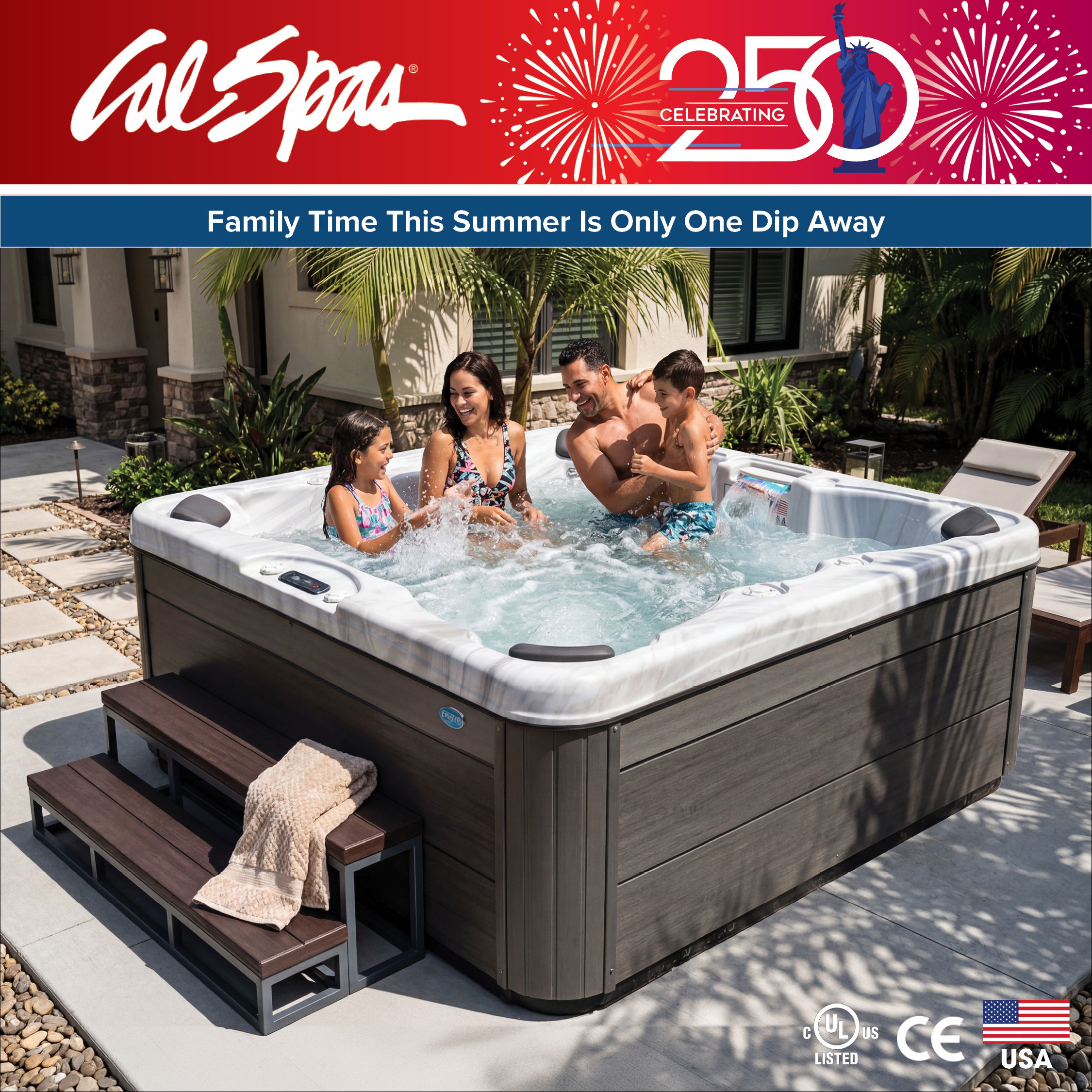 Calspas hot tub being used in a family setting - Kalamazoo